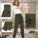 3 Pack Girls' Yoga Pants with Pockets High Waisted Joggers Workout Running Sweatpants Kids Casual Athletic Bottoms (9-10 Years, Black, Army Green, Brown)