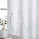 NICETOWN Extra Long Blackout Curtains for Large Window, Foil Printed Wave Lines Energy Saving Thermal Insulated Blackout Draperies for Dining Room Guest Room (1 Pair, 52" x 108", Greyish White)