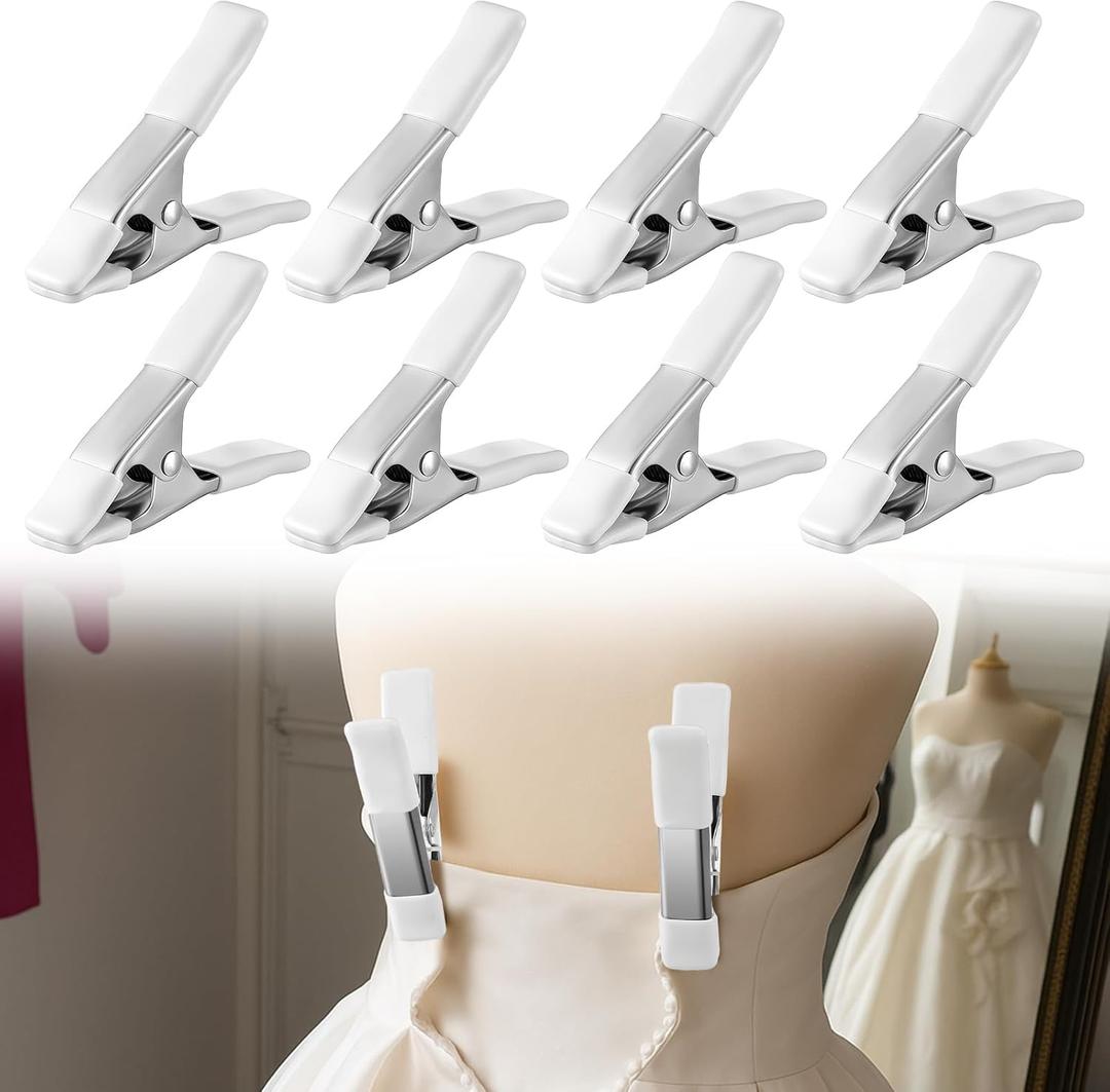 LemonRoad 8 Pack 4.17 Inch Dress Clips Clothing Clamps for Fitting Bridal Seamstress Mannequin Heavy Duty Fixed Clamp Wedding Photographer Fashion Designers Dress Makers Salespeople
