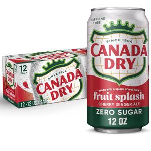 Canada Dry Zero Sugar Cherry Gingerale Fruit Splash 12oz, Pack of 12 (EXP 08/16/25)