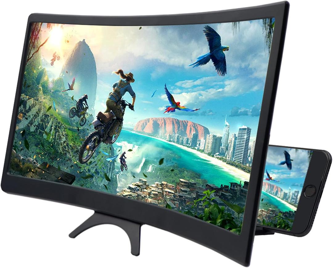 12 Inch 3D Curved HD Phone Screen Amplifier Foldable Phone Holder Suit for All Smartphones