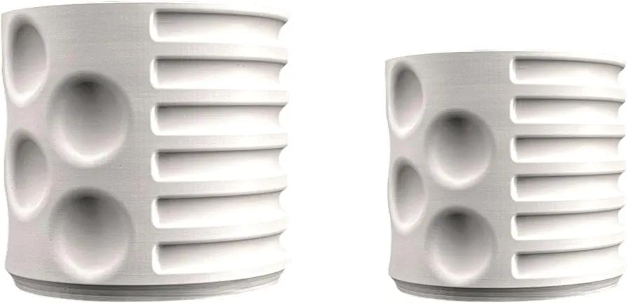 happimess USA2003B-2SET Elvin Modern Geometric Indoor Brutalist Style Sustainability 3D Printed Planters with Drainage, Chalk (Set of 2)