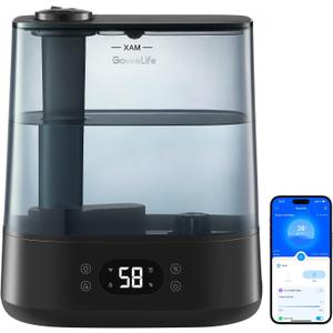 GoveeLife Smart Humidifiers for Bedroom, 6L Cool Mist Top Fill for Large Room, Humidity Sensor, Auto Mode, 60H Quiet Runtime, Schedule, WiFi Humidifier for Baby Plant, Compatible with Alexa, Black
