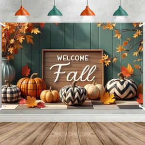 Welcome Fall Backdrop Large Size Thanksgiving Fall Party Banner Decorations Autumn Pumpkin Backdrop Banner for Thankgiving Autumn Party Supplies 70.8 x 43.3 Inch
