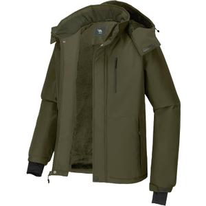 CAMEL CROWN Men's Mountain Snow Waterproof Ski Jacket Detachable Hood Windproof Fleece Parka Rain Jacket Winter Coat,XL