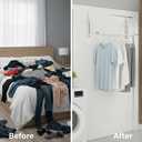 Over The Door Clothes Hanger Rack Foldable Space-Saving Over The Door Hooks for Laundry Drying Bathroom Towels & Home Office(White)