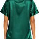 Ekouaer Silk Pajamas for Women Short Sleeve Sleepwear Soft Button Down Loungewear 2 Piece Satin Pjs Shorts Set (Green, M)