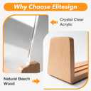 Acrylic Sign Holder 8.5 x 11 with Wood Base 3 Pack, Anti-Slip Silicone Bottom Menu Stand for Table, Clear Double Sided T-Shape & Slanted L-Shape Flyer Display for Office, Restaurant, Wedding