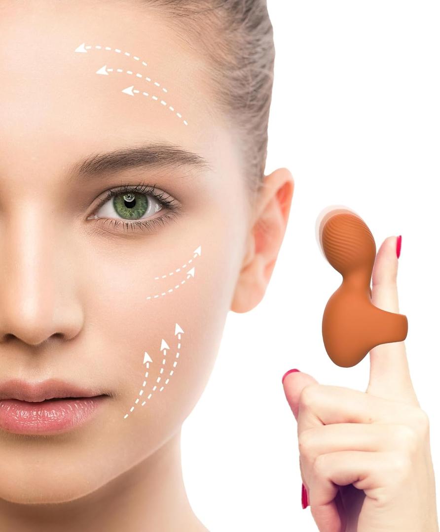 Mini-Ring Face & Eye Handheld Massager, Portable Powerful Massage Tool, Multifunctional Waterproof Rechargeable Eye, Jaw, Finger and Body Massager, Relieves Facial Muscle Fatigue and Pain, (Yellow-brown)