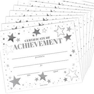 Classroom Award Certificates for Students -25 Certificate of Achievement Awards, Gold Star Certificate Paper, Preschool Graduation Certificates for Kids, Kindergarten Diploma, Star Student Honor Roll