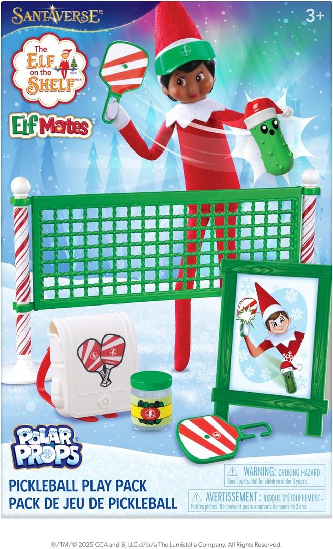 The Elf on the Shelf Polar Props Pickleball Play Pack Set - Elf Props and Accessories for Fun Holiday Sports Elf Scenes - Scout Elf Not Included