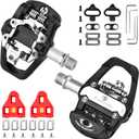 Exercise Indoor Bike Pedals with Cleats, Compatible with Peloton, Look Delta & Shimano SPD, Dual-Sided Clip-in Pedals, 9/16" Thread for Spin & Stationary Bikes