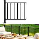 Aluminum Deck Railing Kit, Modular 36 in H. x 3 Ft W Level Railing Kit for Outdoor Steps,Heavy Duty Balustrade System for Deck, Porch, Patio & Balcony(1 Post, 1 Panel)