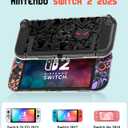 Gurgitat Dockable Protective Case for Nintendo Switch 2 2025 - Cute Cartoon Flower Design Clear TPU Slim Hard Cover for Joycon 2 for Women Teens Girls Boys