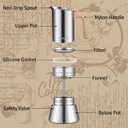 Mongdio Stainless Steel Moka Pot, Stovetop Espresso Coffee Maker, Percolator Coffee Pot, Italian Espresso Greca Coffee Maker for Camping Travel Home, 6 Espresso Cups, 10 oz