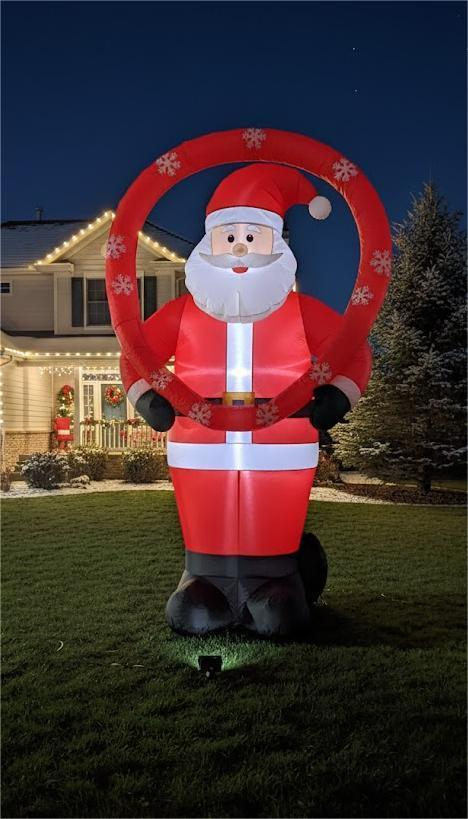 Santa Blow Up, Circle With Snowflakes, Red 6ft