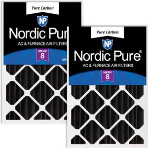 Nordic Pure 16x25x4 (Actual Size: 15 1/2 x 24 1/2 x 3 5/8) Pure Carbon Pleated Odor Reduction Merv 8 Furnace Filters 2 Pack