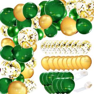 HOUSE OF PARTY Graduation Balloons - 144PCS | Sage Green, Gold and White - 5/10/12 | Balloons for Photo Booth Backdrop, Baby Bridal Shower and Birthday Party Decorations, Pack of 3 