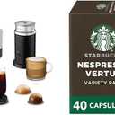 Nespresso Vertuo Pop+ Coffee and Espresso Maker by Breville with Milk Frother, Coconut White + Starbucks Capsules, Vertuo Line