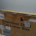 XXXXL Stainless Steel Cat Litter Box with High Sides, 29" x 21" x 14" Extra Large Cat Litter Box for Big Cats and Overweight Cats High Sides Non-Stick Easy to Clean.