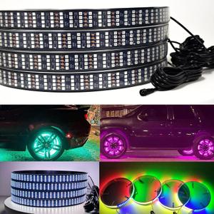 4Pcs 4 Rows 15.5"" Dancing/Chasing Color LED Wheel Ring Lighting Kits with APP Controller, RGB Dream Color 1152LEDs LED Wheel Ring Lamps for Jeep Car Truck SUV Jeep Pickup, RGBW