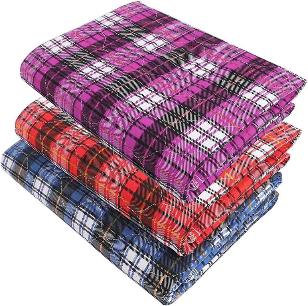 Non-Slip Bed Pads for Incontinence Washable 18" x 24" ,Waterproof Bed Pads/Chair Pad - Washable Underpad Sheet Protector for Adults,Kids and Dog(3 Pack)