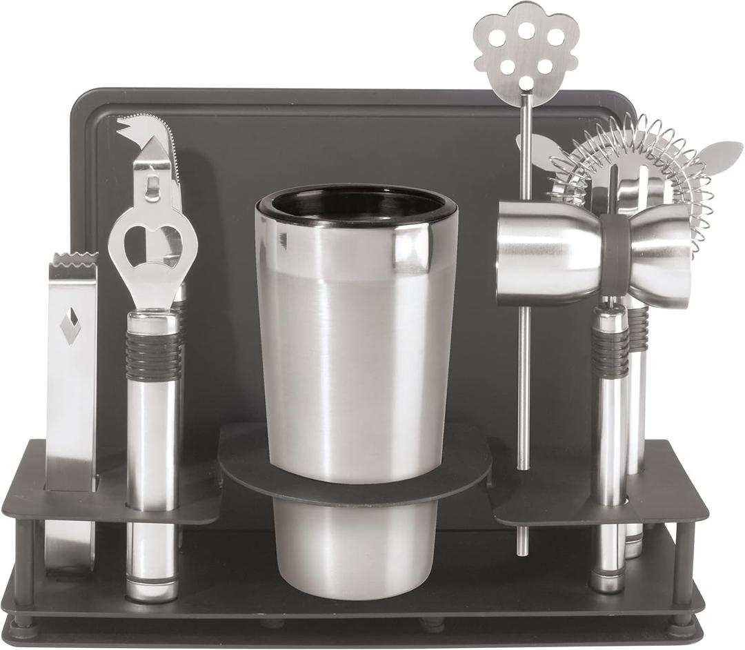 Oggi Pro Stainless-Steel 10-Piece Cocktail Shaker and Bar Tool Set