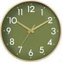 Mosewa Wall Clock 12 Inch, Battery Operated Non-Ticking Analog Clock Decorative for Kitchen, Bedroom, Office, Home(Gold)