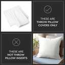 Encasa XO Throw Pillow Covers 22x22 in Set of 2 White | No Inserts | Cotton Pillow Covers for Living Room, Bed, Sofa, Couch | Decorative Cushion Covers with Improved Zipper