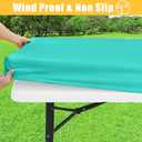 Spotjoy Rectangle Table Cloth, Waterproof Elastic Fitted Tablecloth for 5 Foot Folding Tables, Washable Polyester Tablecloths for Picnic, Camping, Outdoor (Aqua, 30"x60")