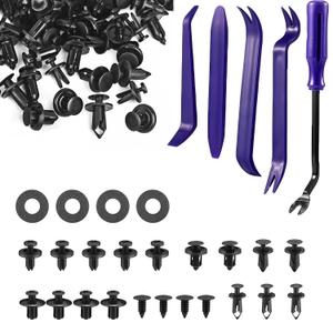 265PCS Bumper Retainer Clips with Trim Removal Tool Kit - Car Clips, Plastic Rivets, Automotive Fasteners for Front Bumper & Trim Panels, Compatible with GM Ford Toyota Honda Ch (Clips + Remover Blue)