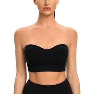 Gnowann Strapless Bras for Women Non-Slip Silicone Bandeau Bralette Seamless Wireless Strapless Bra Padded Tube Top 2XL