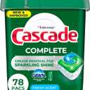 Cascade Complete Dishwasher Pods - Fresh Scent ActionPacs, Dishwasher Detergent, Dishwasher Soap, Detergent Pods, 78 Count