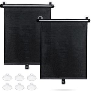 Sfee Car Window Shade for Side Windows, 2 Pack Sun Shade Retractable for Car Blocks Heat and UV Rays Glare Protection Roller Sunshade Visor for Baby, Kids, Pets, Passengers (Black)