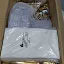 WDF 350PCS White and Gold Plastic Plates - Gold Plates Disposable 50Guest Plastic Dinnerware Ideal for Party/Wedding/Birthday/Ramadan/Easter