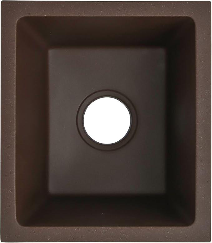 MILOSEN Brown Bar Sink 13 * 15 Inch, Small Bar Sink, Undermount Granite Composite RV Kitchen Sink,Prep Bar Sink Single Bowl