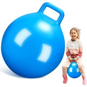 Kids Bouncy Hopper Ball with Handle Jumping Hopping Exercise Balls for Toddlers Boys Girls Indoor Outdoors Sports School Games Exercise Gifts(18 Inch,Blue)