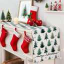 OTOSTAR Snowflake Christmas Tree Black Merry Christmas Table Runner, Xmas Seasonal Winter Holiday Kitchen Dining Table Decoration for Home Party Decor 13x90 Inch