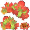 Cholemy 180 Pcs Parchment Paper Leaves 8.2 x 5.9 Inch Thanksgiving Fall Leaf Maple Grape Leaf Cheese Paper Autumn Decorative Parchment Paper for Plate Table Charcuterie Boards Festival Party Serving