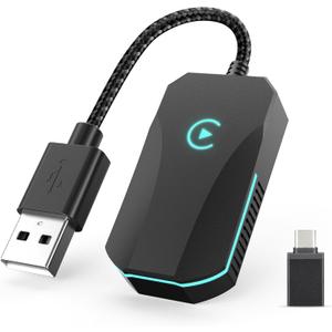 Wireless CarPlay Adapter, 2025 Upgraded Dual-Band (2.4GHz/5GHz) WiFi, Converts Wired to Wireless CarPlay, More Stable & Auto-Connect, Plug & Play for OEM Wired CarPlay Cars & iPhone iOS 10+ (Black).