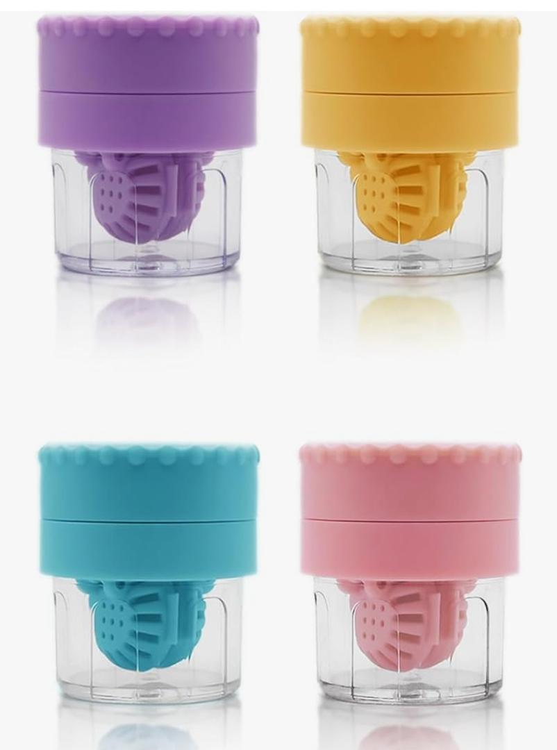 Contact Lens Case, 2 in 1 Manual Contact Lens Washer Cleaner Storage Case Portable Size Solution Soaking Container for Travel, Daily Use (4 Colors)
