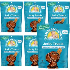 Newman's Own Chicken Jerky Dog Treats, 5 oz Bag (Pack of 6) — High Protein, Grain Free, US Farm-Raised Chicken as First Ingredient, Chewy Wholesome Training Rewards, Best Before: 05/06/2027
