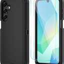 Qinmay Phone Case for Samsung Galaxy A17 5G Case, Galaxy A16 5G Case with HD Screen Protector, Heavy Duty Shockproof 3-Layer Cover Phone Case for Galaxy A17 / A16 Black