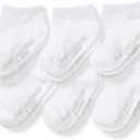 Burt's Bees Baby Baby Girls' Ankle Socks with Non-Slip Grips (6-Pack) (White, S)