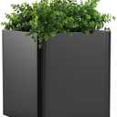 Metal Square Planter Box, Galvanized Steel Planters for Outdoor Plants, 24"x 24"x 25" Black Large Outdoor Planters with Drainage Hole for Porch/Patio/Garden