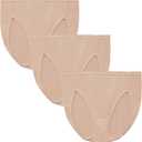 Vanity Fair Women's Illumination Hi Cut Panties, Silky Stretch & Satin Trim (8, 3 Pack - Rose Beige)