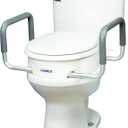 Compass Raised Toilet Seat with Arms, Elongated Toilets, 3.5 Inch High, Elevated Toilet Riser with Removable Padded Handles, Easy On and Off, Support 250 lbs, White