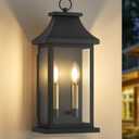 tewei 2-Light Black Outdoor Light Fixture, Porch Light Outdoor Wall Sconce Lantern, 22'' Exterior Lighting Fixture Wall Mount E12 Gold Base, Outside Light for House Backyard Garage, 1-Pack