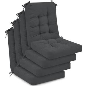 Juexica 4 Sets Outdoor Patio Chair Cushions Seat High Back Tufted Pillow Replacement Rocking Chair Cushions Pads for Patio Summer Seasonal Indoor Home Office (Dark Gray), 17 X 17 Inch
