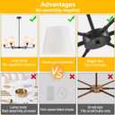 36" Black Dining Room Light Fixture, No Assembly Required 6-Lights Kitchen Chandelier for Dining Room with White Fabric Shade, Chandelier Ceiling Light Fixture for Kitchen Island Bulb Not Included